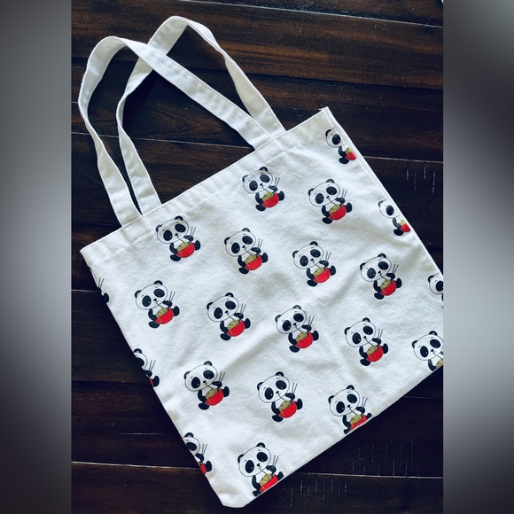 Cute Panda Reusable Tote Bag - Picture 1 of 7